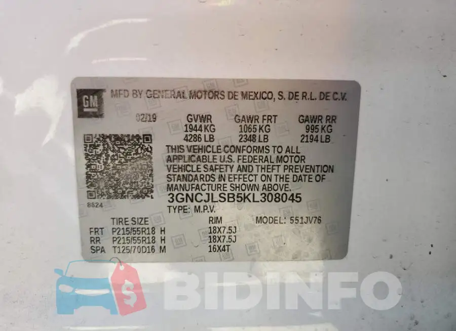 3GNCJLSB5KL308045 Photo# 12
