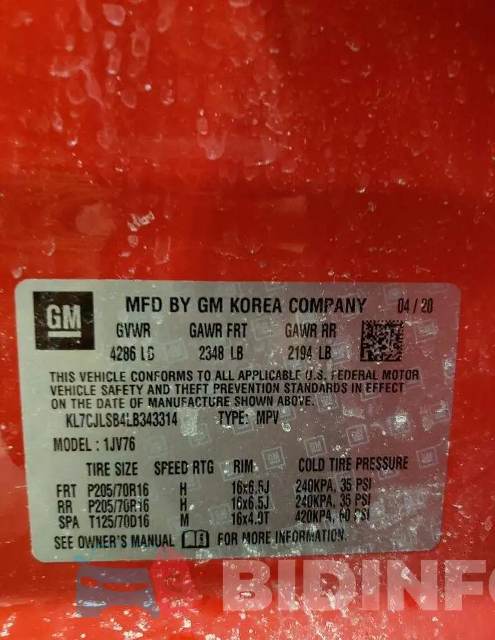KL7CJLSB4LB343314 Photo# 12