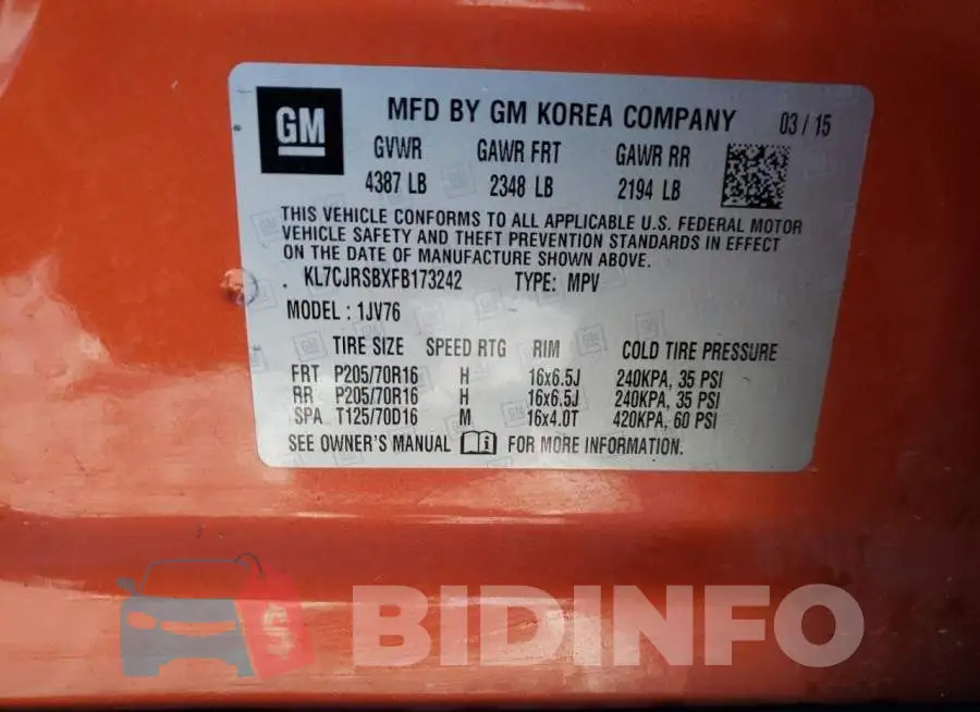 KL7CJRSBXFB173242 Photo# 13