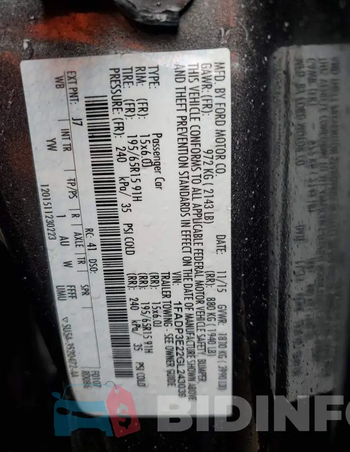 1FADP3E22GL243039 Photo# 12