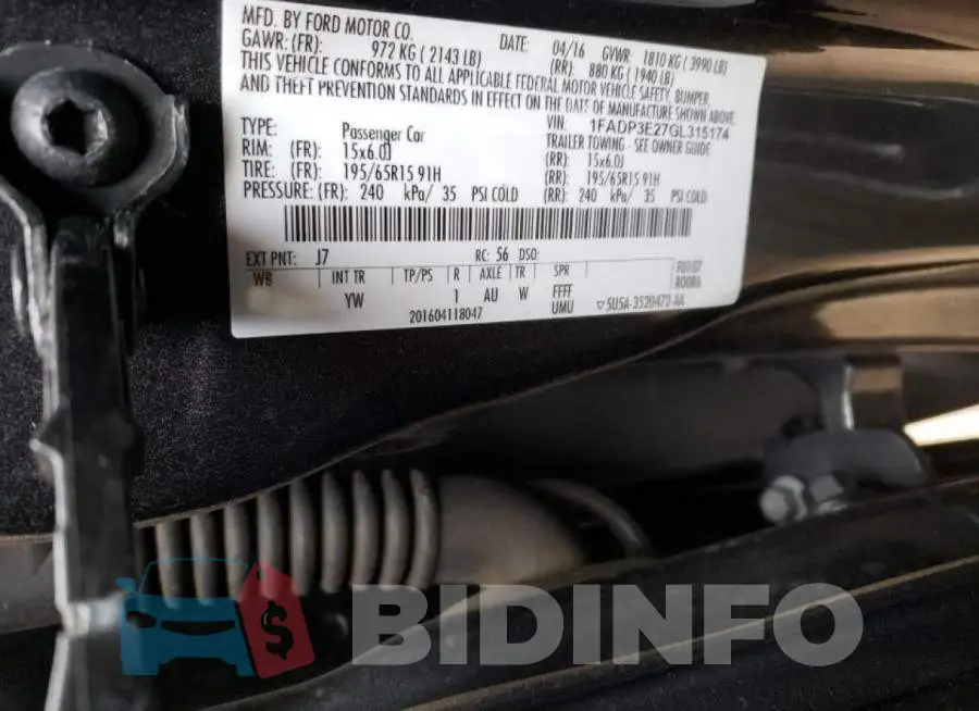 1FADP3E27GL315174 Photo# 12