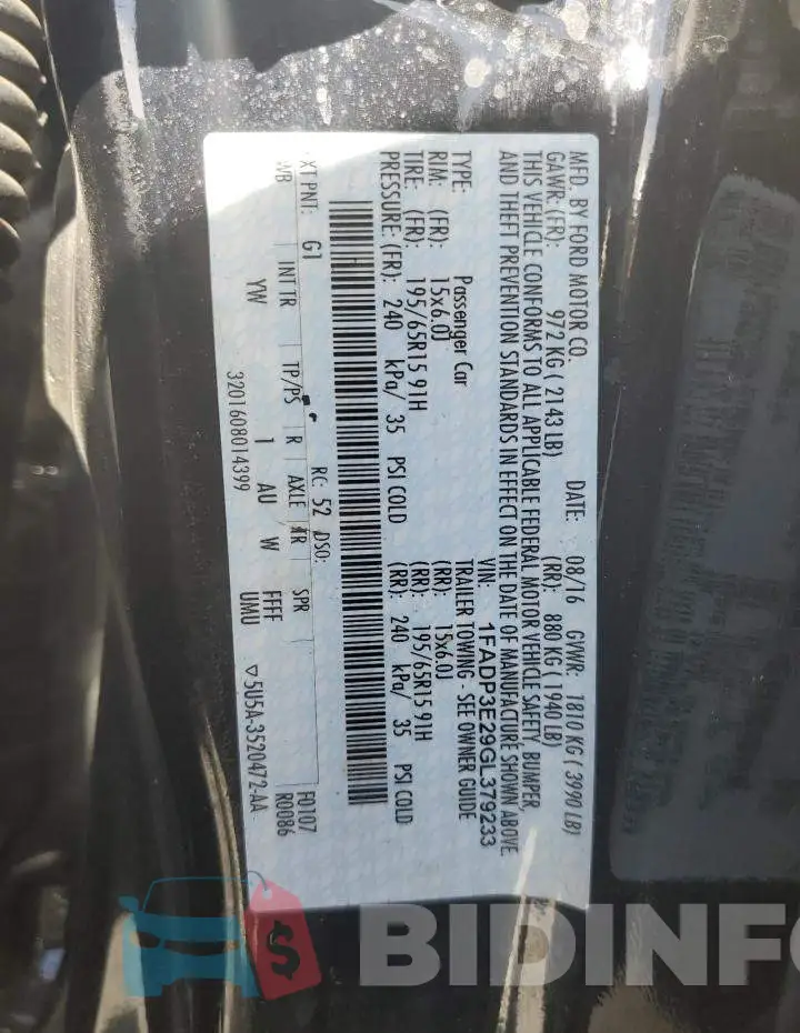 1FADP3E29GL379233 Photo# 12