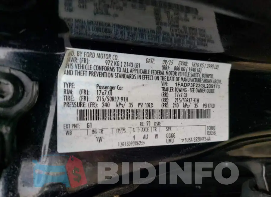 1FADP3F23GL209173 Photo# 12