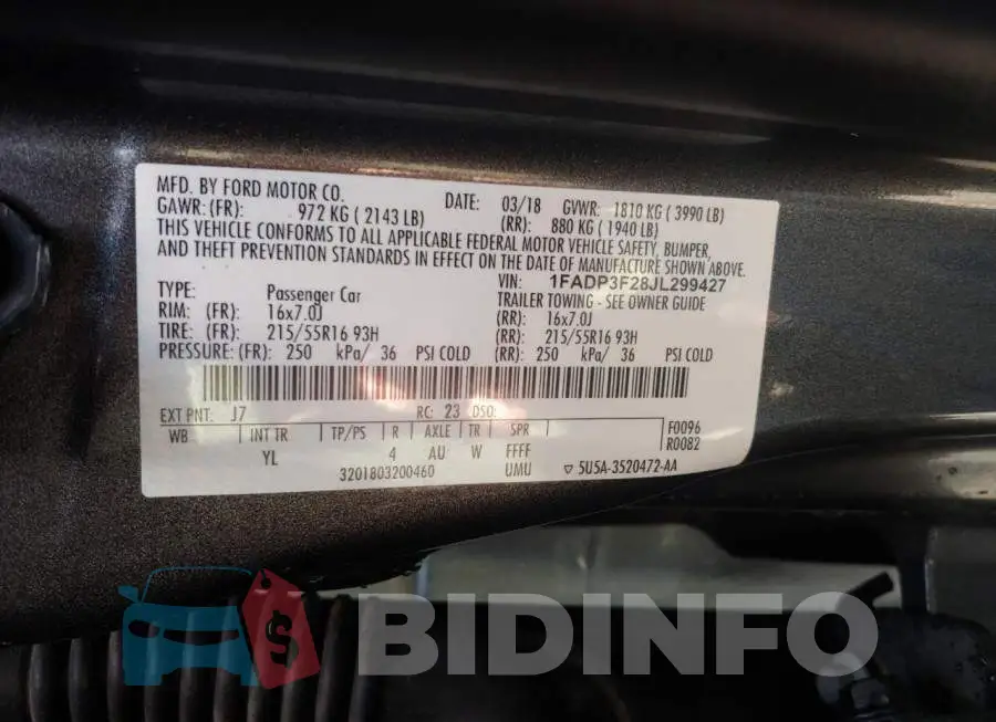1FADP3F28JL299427 Photo# 10