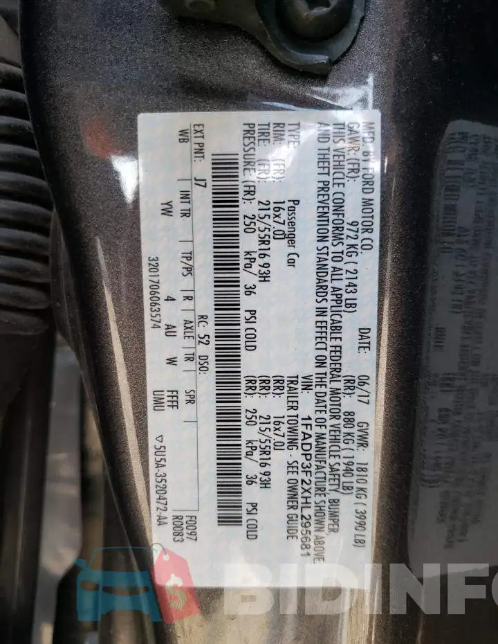 1FADP3F2XHL295681 Photo# 13