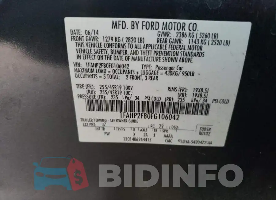 1FAHP2F80FG106042 Photo# 13