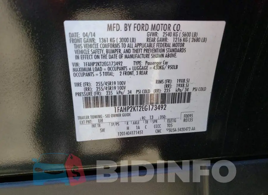 1FAHP2KT2EG173492 Photo# 12