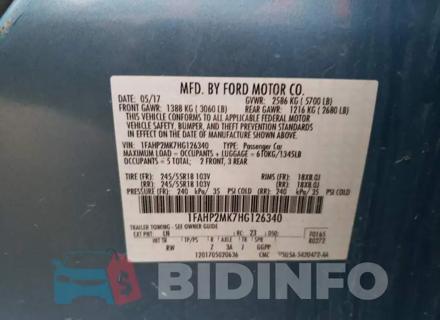 1FAHP2MK7HG126340 Photo# 12