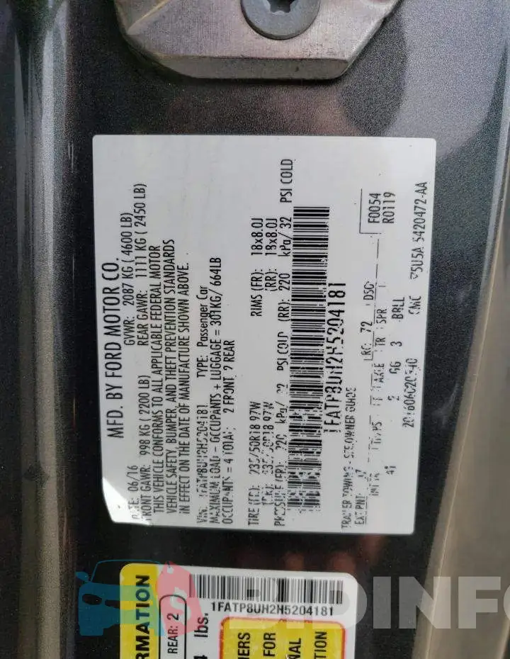1FATP8UH2H5204181 Photo# 12