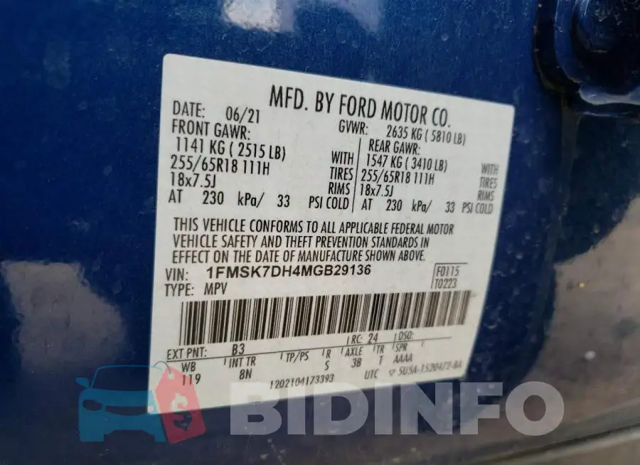 1FMSK7DH4MGB29136 Photo# 13