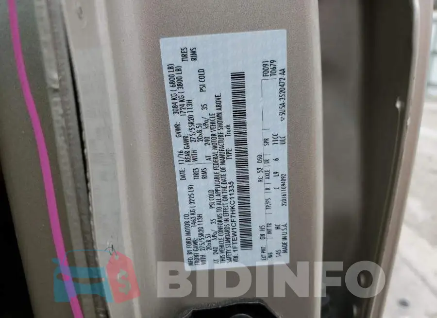 1FTEW1CF7HKC11335 Photo# 12