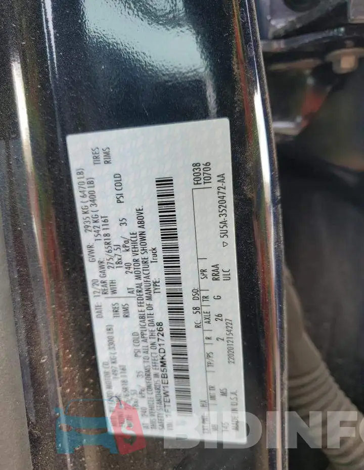 1FTEW1EB5MKD17268 Photo# 13
