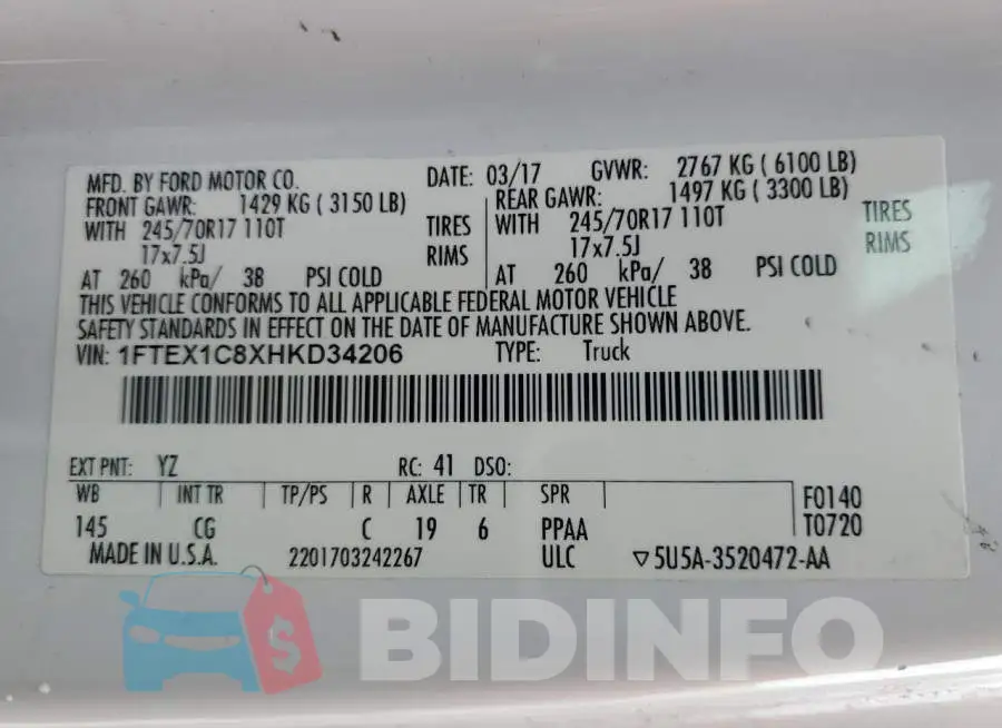 1FTEX1C8XHKD34206 Photo# 13