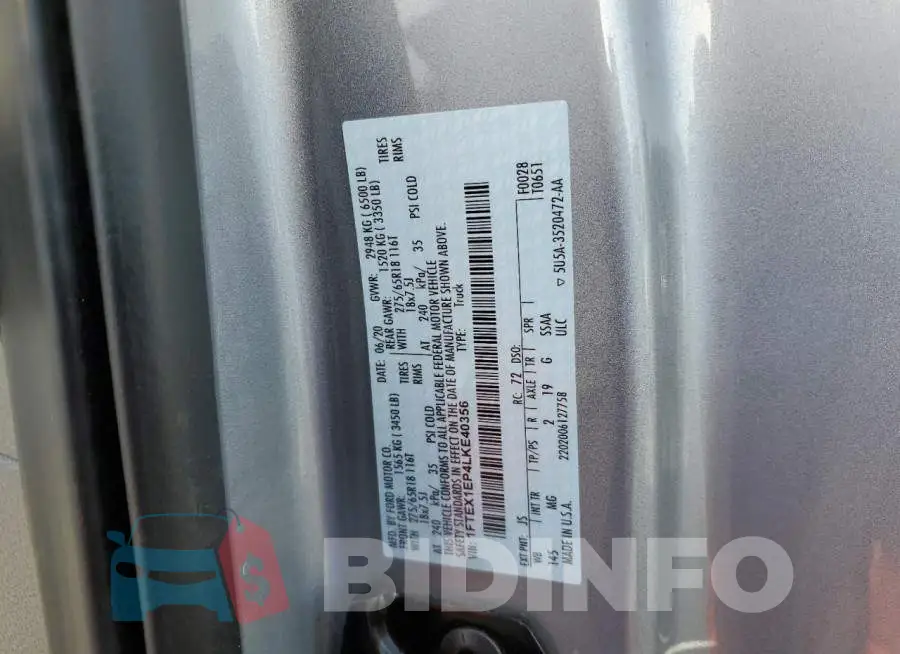 1FTEX1EP4LKE40356 Photo# 12