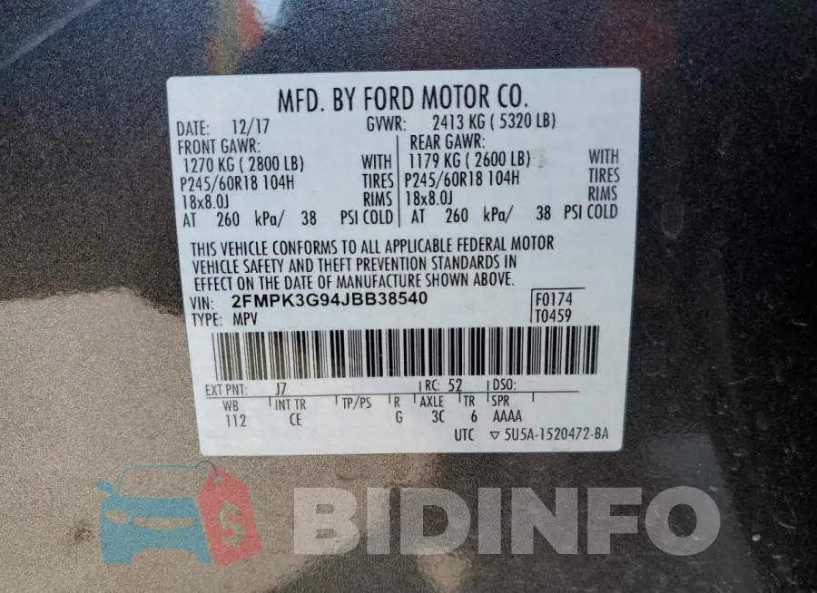 2FMPK3G94JBB38540 Photo# 13