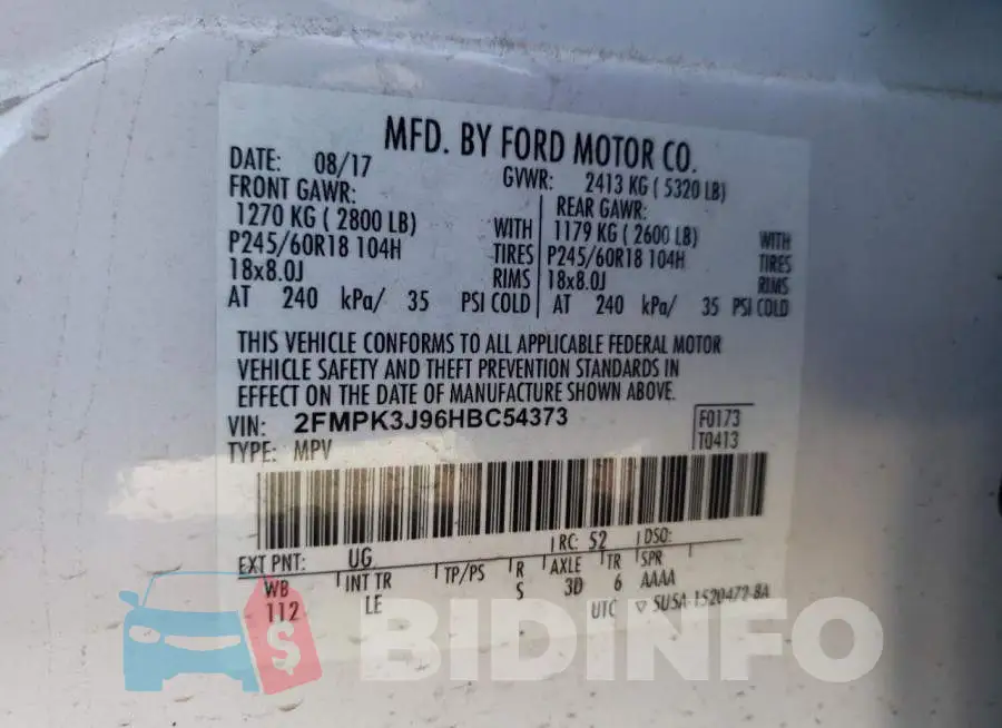 2FMPK3J96HBC54373 Photo# 13