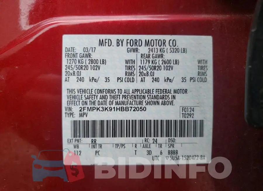 2FMPK3K91HBB72050 Photo# 12