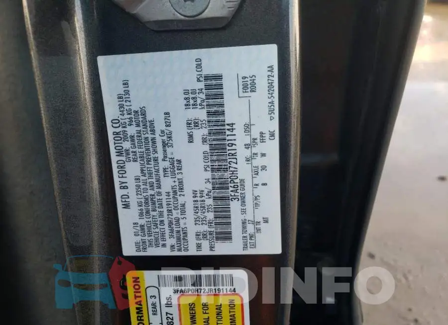 3FA6P0H72JR191144 Photo# 12