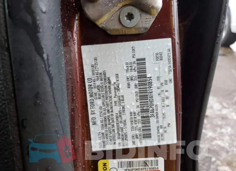 3FA6P0HDXFR190854 Photo# 12