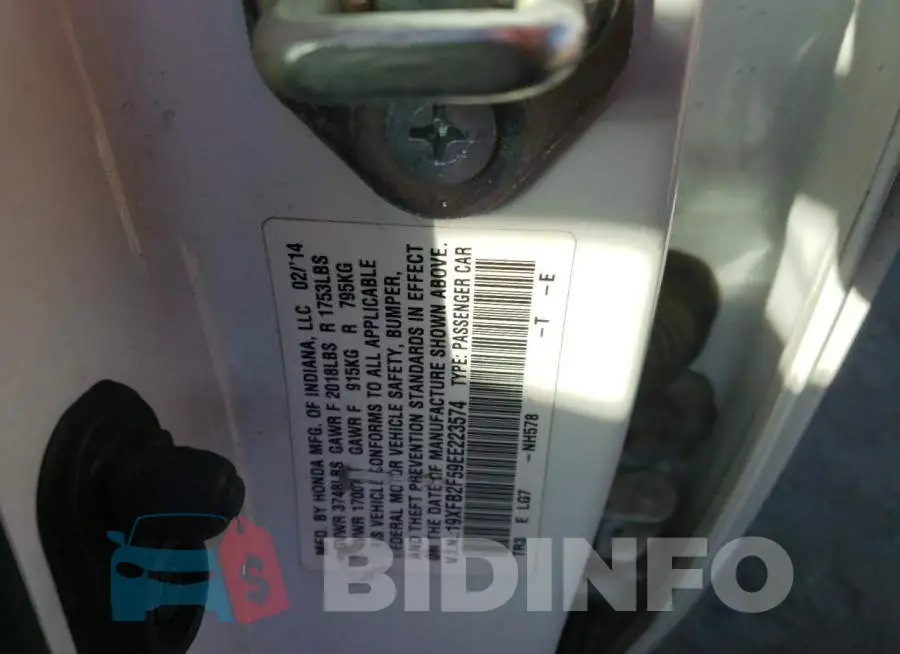 19XFB2F59EE223574 Photo# 12