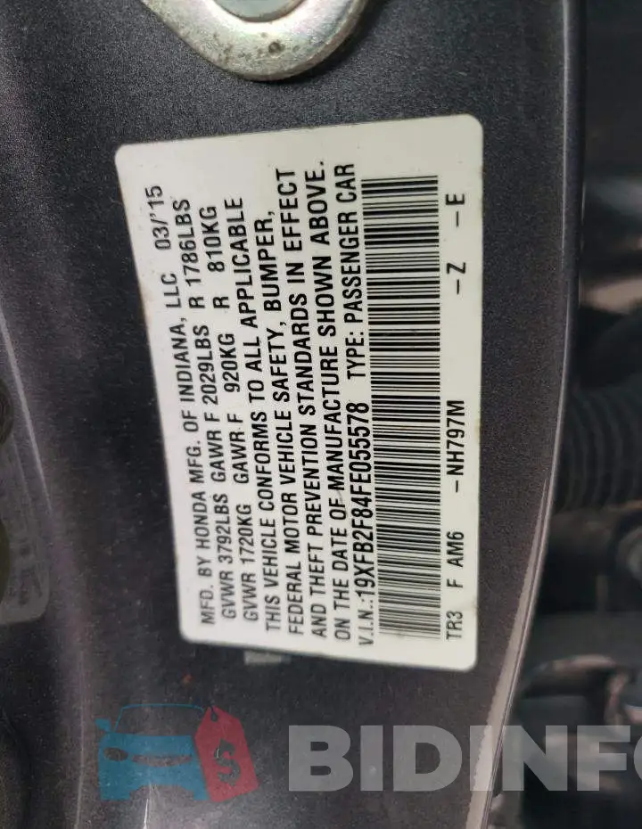 19XFB2F84FE055578 Photo# 12