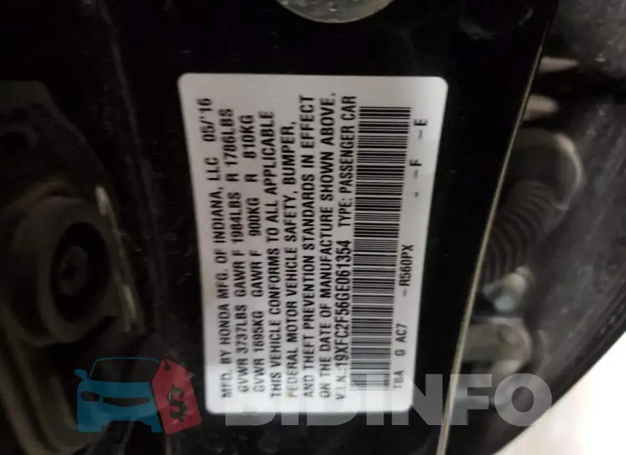 19XFC2F56GE061354 Photo# 12