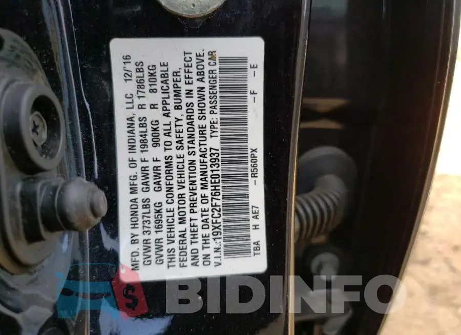 19XFC2F76HE013937 Photo# 12