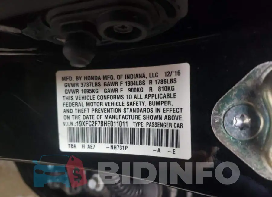 19XFC2F78HE011011 Photo# 12