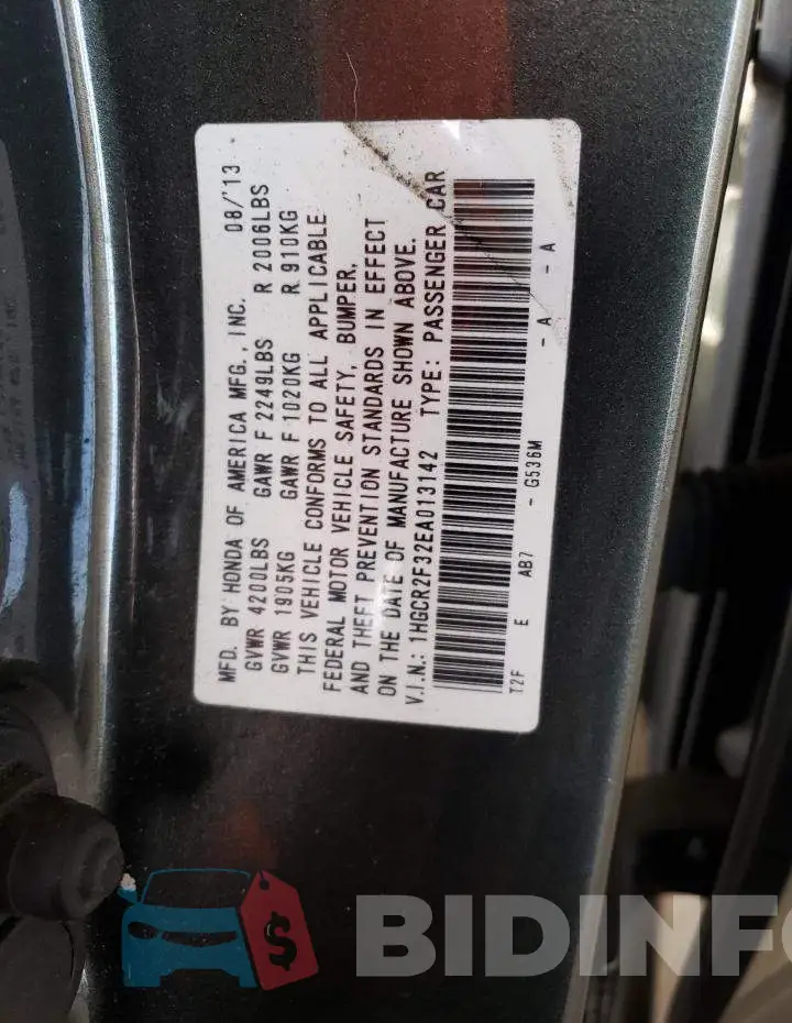 1HGCR2F32EA013142 Photo# 13