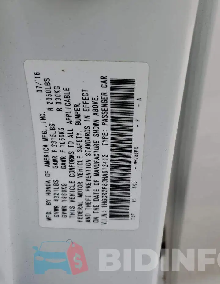1HGCR2F80HA012412 Photo# 12