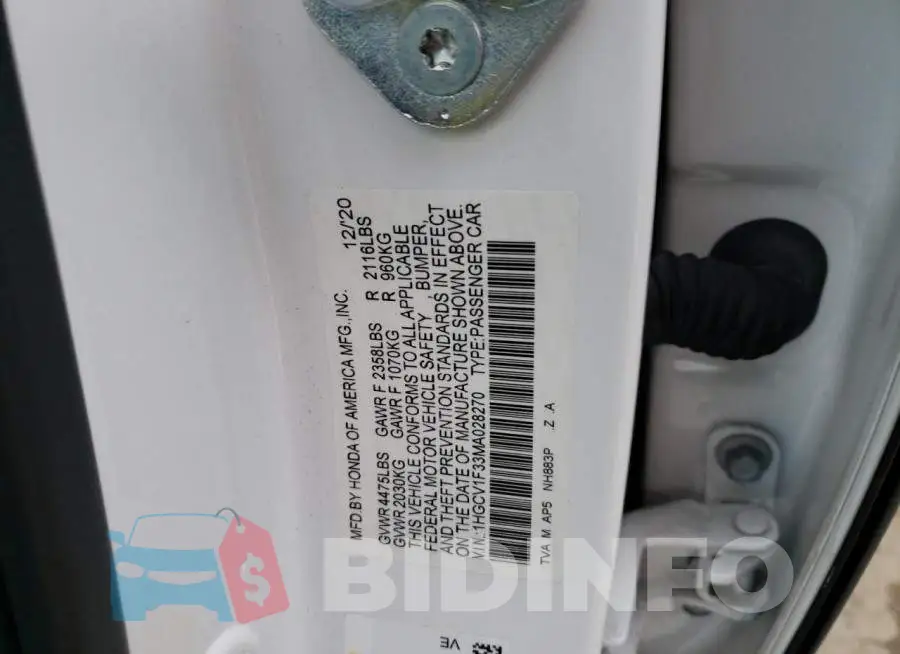 1HGCV1F33MA028270 Photo# 13