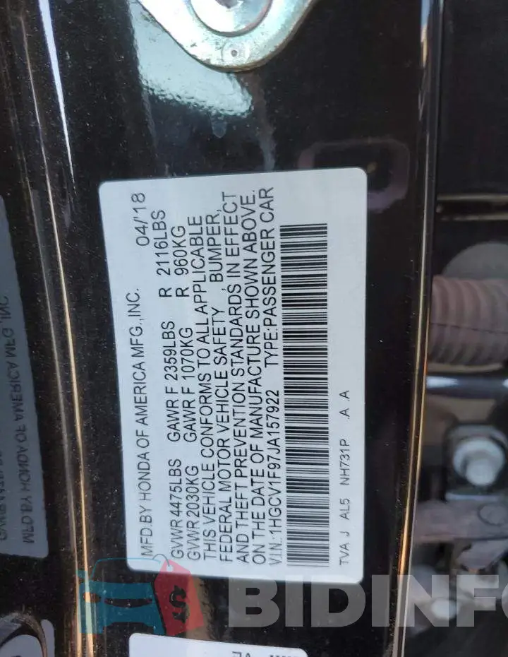 1HGCV1F97JA157922 Photo# 13