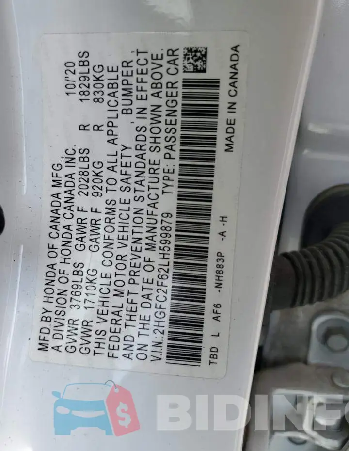 2HGFC2F62LH599879 Photo# 12