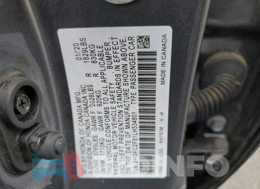 2HGFC2F81LH534801 Photo# 12