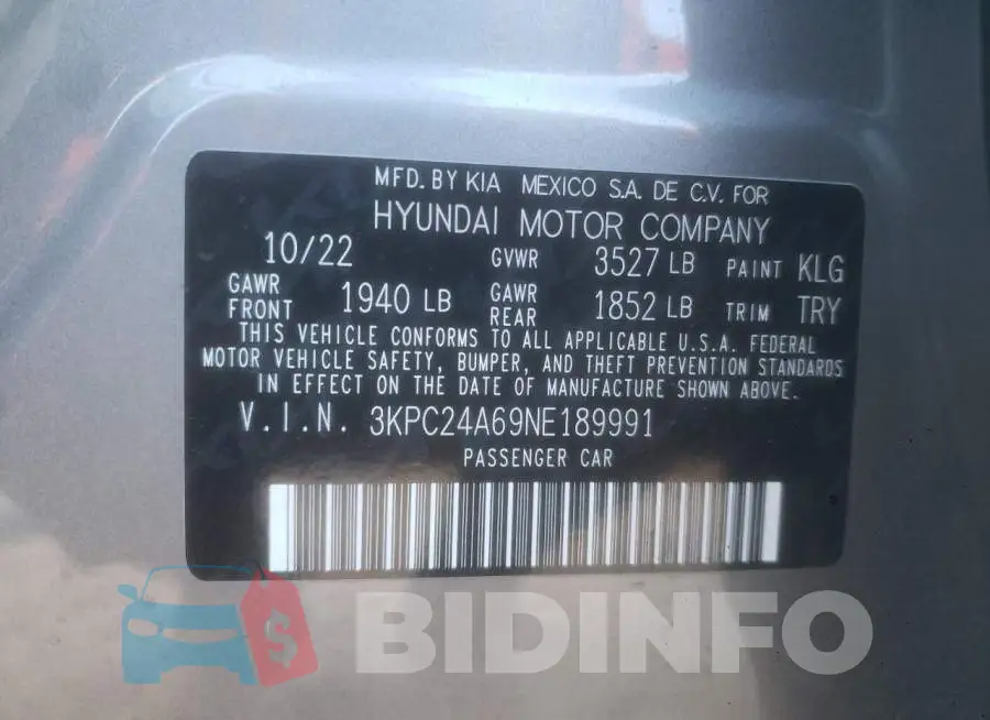 3KPC24A69NE189991 Photo# 12
