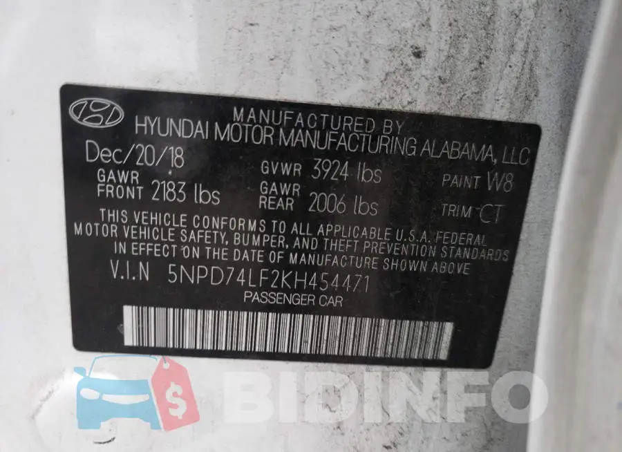 5NPD74LF2KH454471 Photo# 13