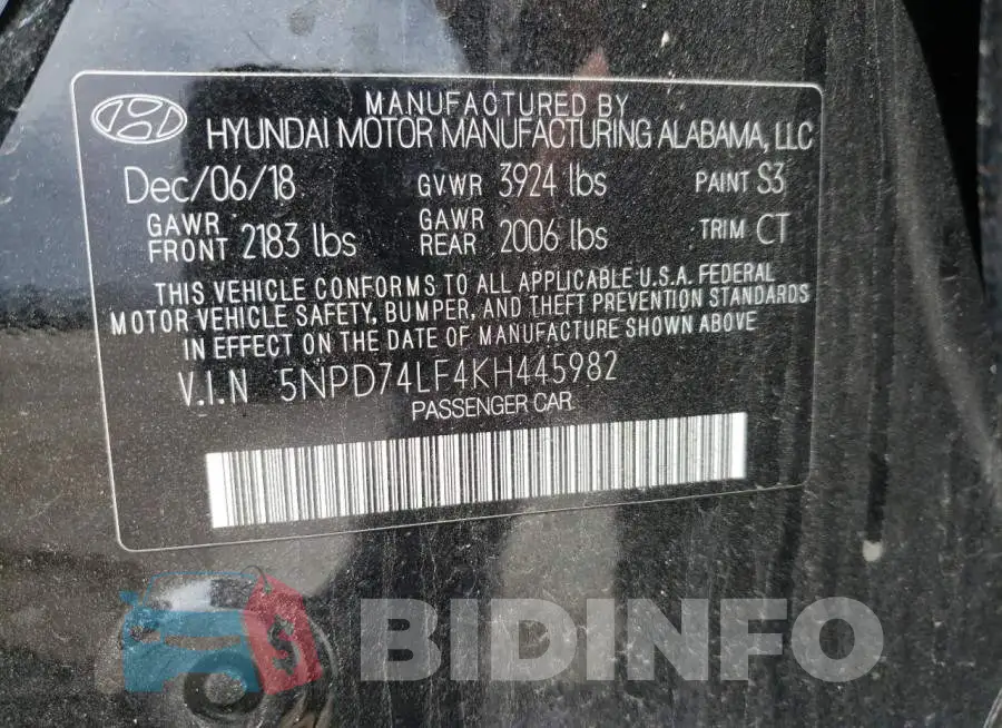 5NPD74LF4KH445982 Photo# 12