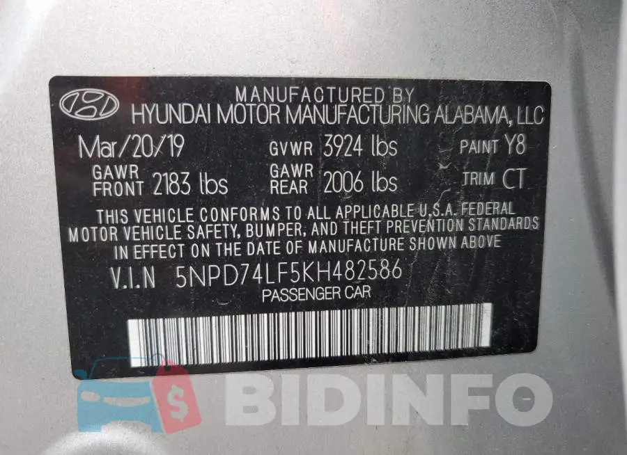 5NPD74LF5KH482586 Photo# 13