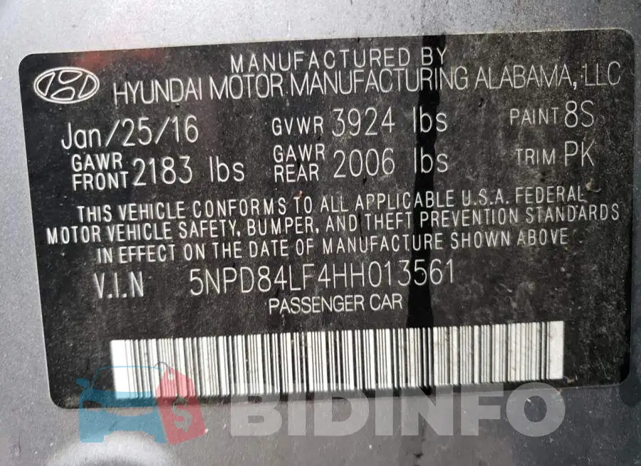 5NPD84LF4HH013561 Photo# 10