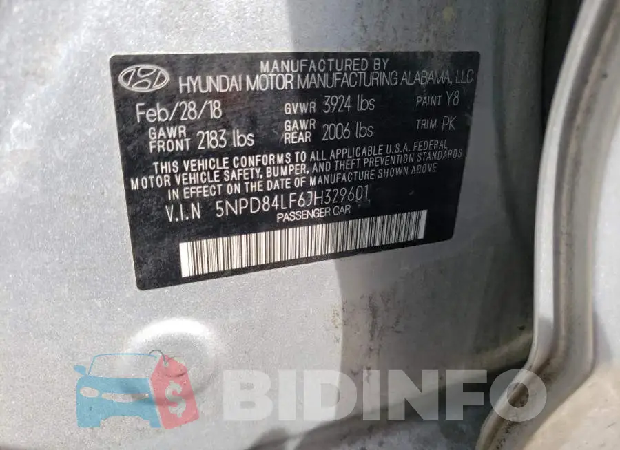 5NPD84LF6JH329601 Photo# 12