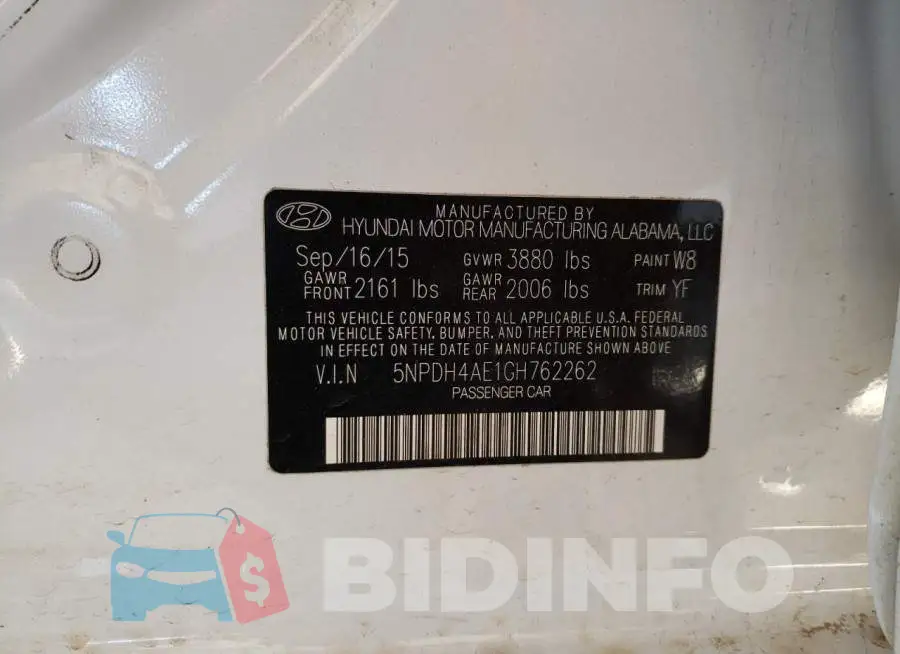 5NPDH4AE1GH762262 Photo# 12