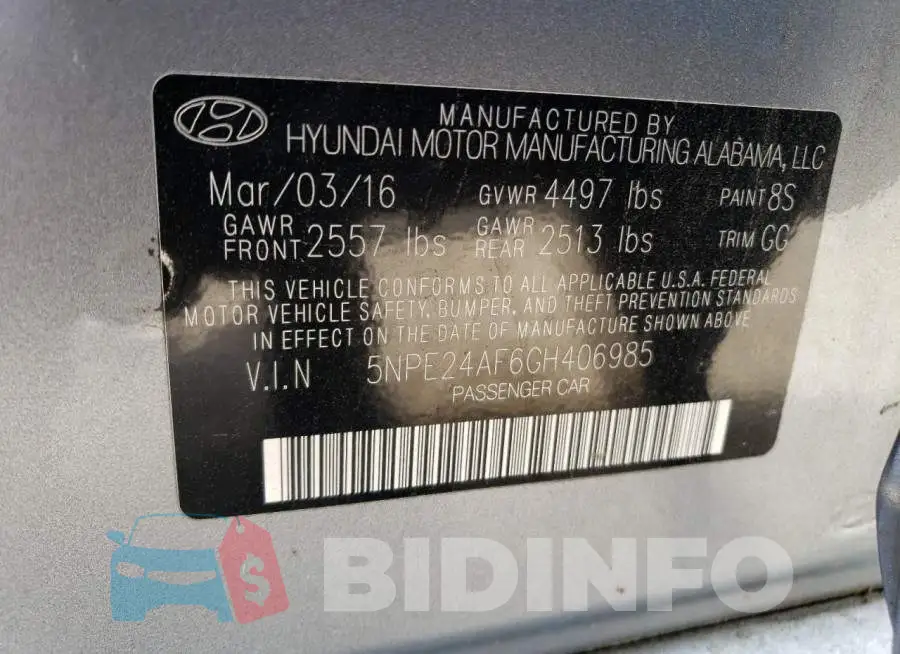 5NPE24AF6GH406985 Photo# 13
