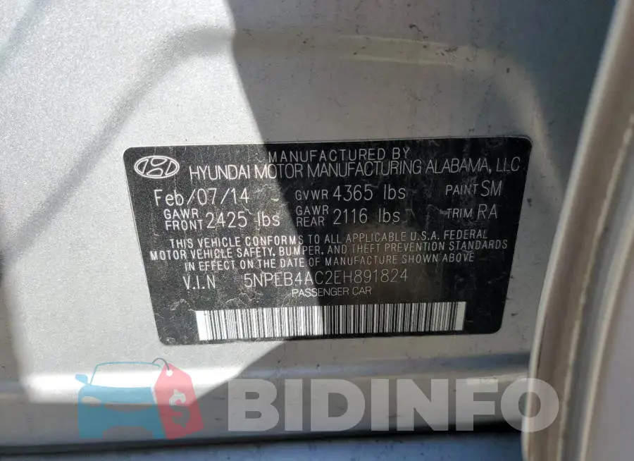 5NPEB4AC2EH891824 Photo# 12