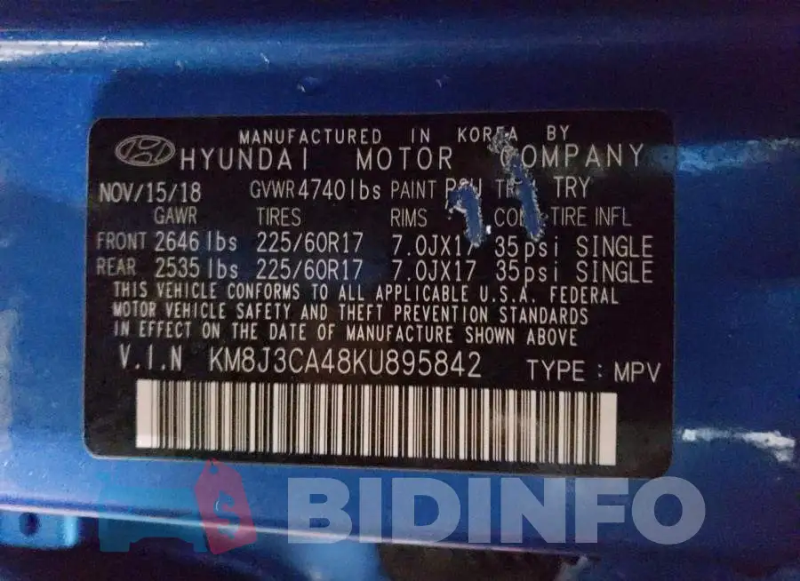 KM8J3CA48KU895842 Photo# 13