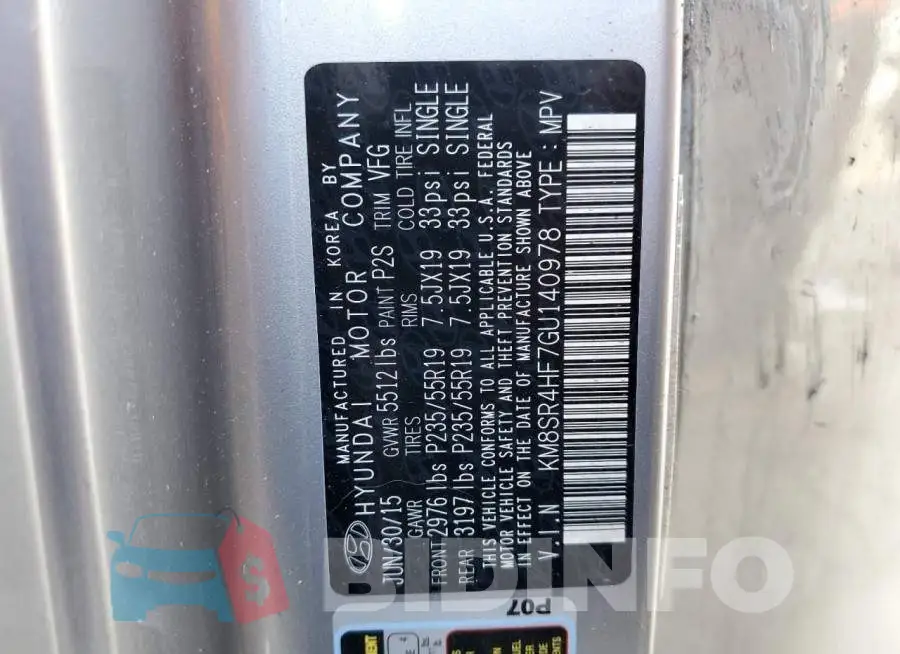 KM8SR4HF7GU140978 Photo# 10