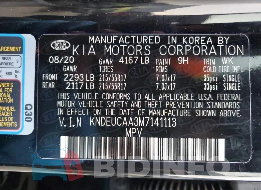KNDEUCAA3M7141113 Photo# 13