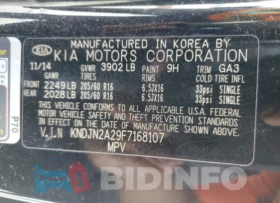KNDJN2A29F7168107 Photo# 13
