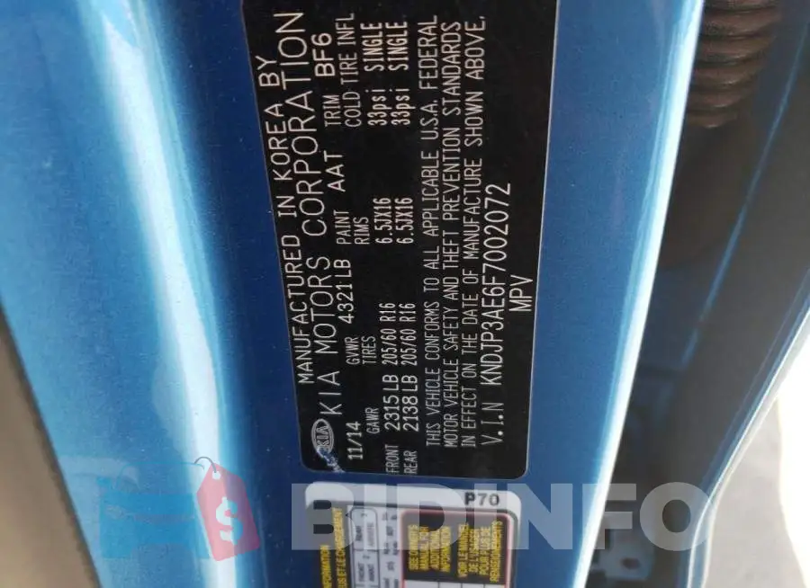 KNDJP3AE6F7002072 Photo# 12