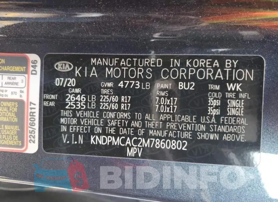 KNDPMCAC2M7860802 Photo# 13