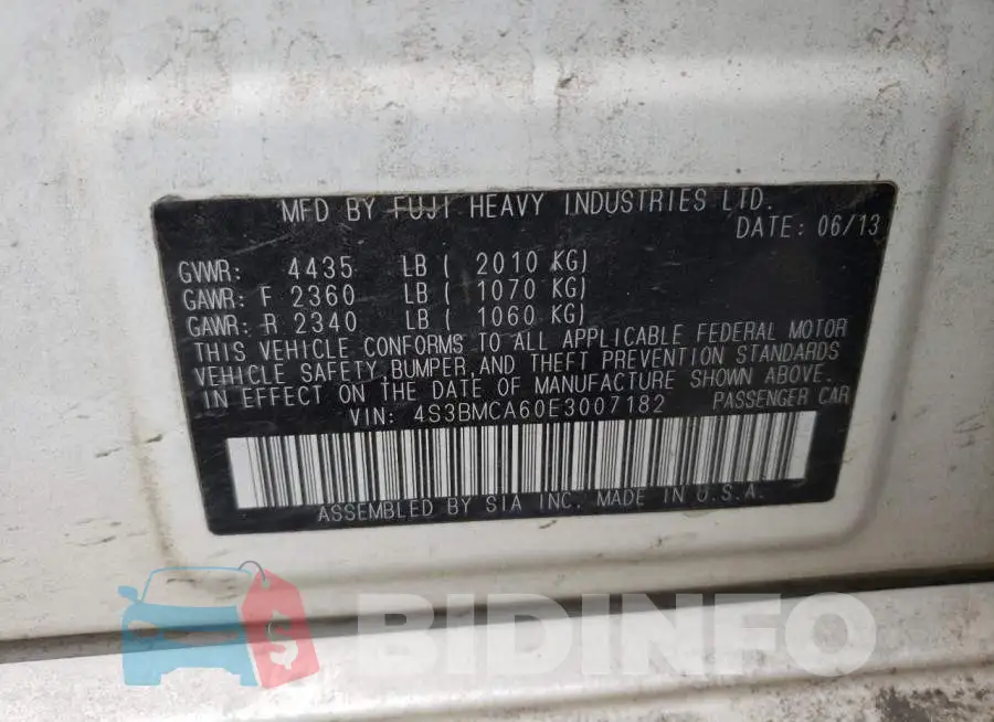 4S3BMCA60E3007182 Photo# 12